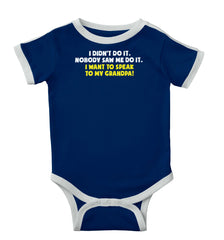 I Didn't Do It Ringer Romper Bodysuit-Direct To Garment Print-Brisco Baby