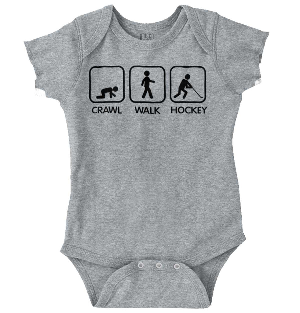 Crawl Walk Hockey Romper Bodysuit-Direct To Garment Print-Brisco Baby