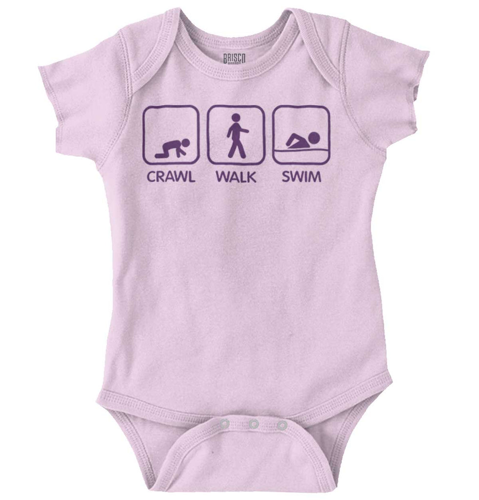 Crawl Walk Swim Romper Bodysuit-Direct To Garment Print-Brisco Baby