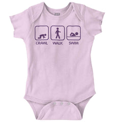 Crawl Walk Swim Romper Bodysuit-Direct To Garment Print-Brisco Baby