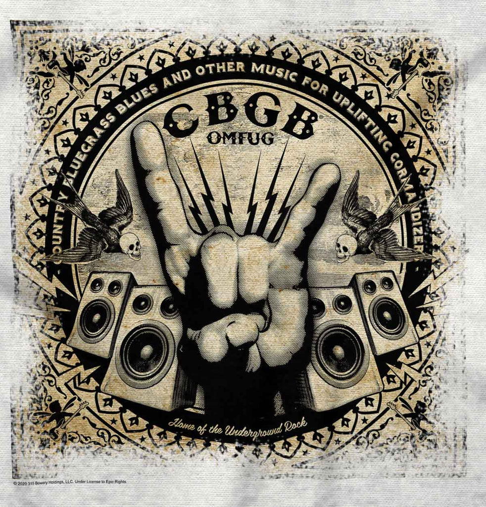 CBGB Horns Romper Bodysuit-Direct To Garment Print-Brisco Baby