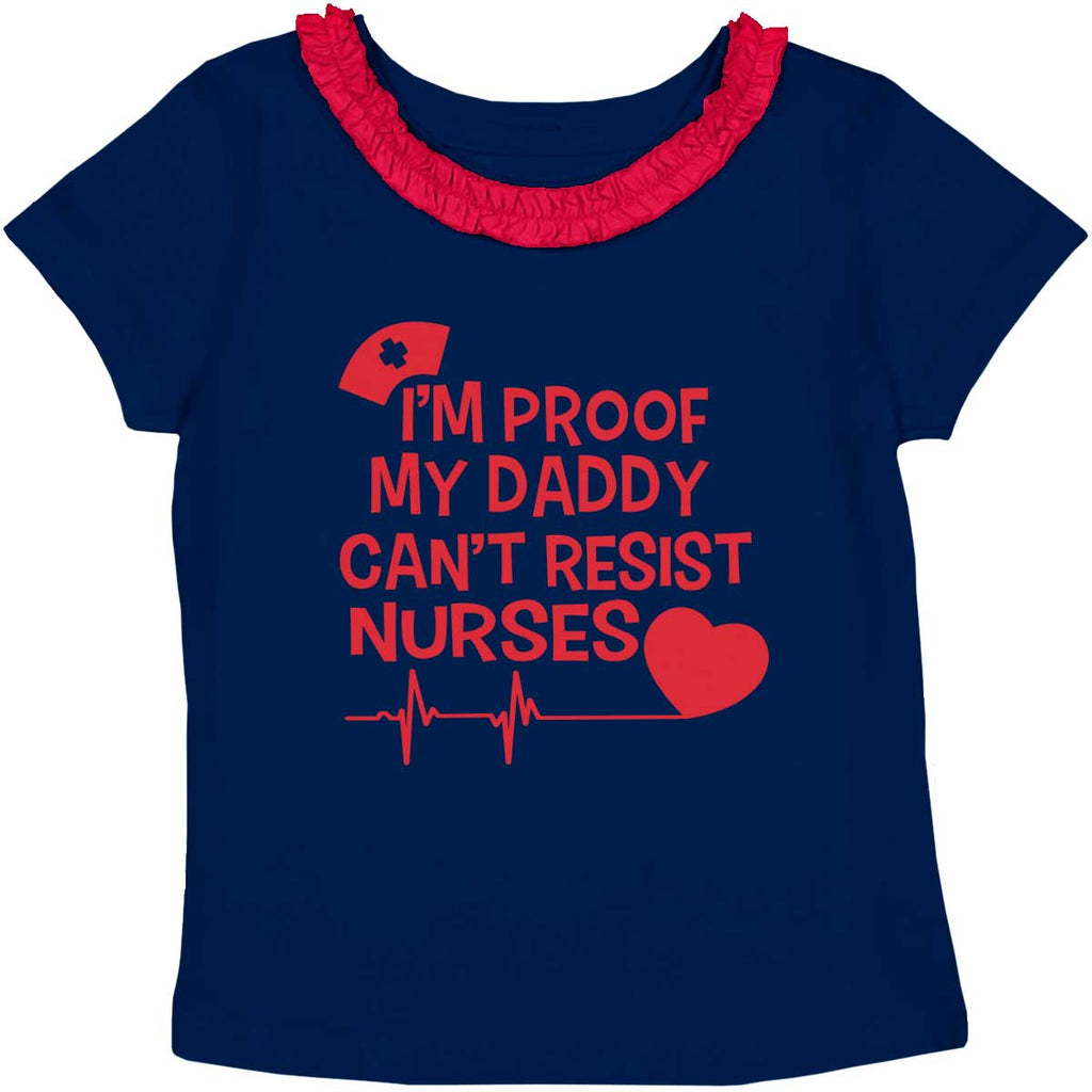 Can't Resist Nurses Toddler Ruffled Trim T-Shirt-Direct To Garment Print-Brisco Baby