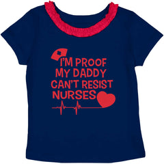 Can't Resist Nurses Toddler Ruffled Trim T-Shirt-Direct To Garment Print-Brisco Baby