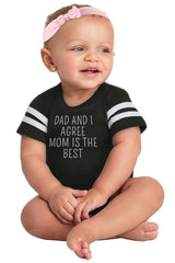 Mom Is Best Football Romper Bodysuit-Direct To Garment Print-Brisco Baby