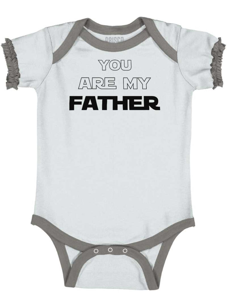You Are My Father Baby Ruffled Trim Romper-Direct To Garment Print-Brisco Baby