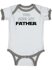 You Are My Father Baby Ruffled Trim Romper-Direct To Garment Print-Brisco Baby