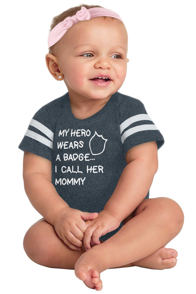 Hero Wears Badge Football Romper Bodysuit-Direct To Garment Print-Brisco Baby