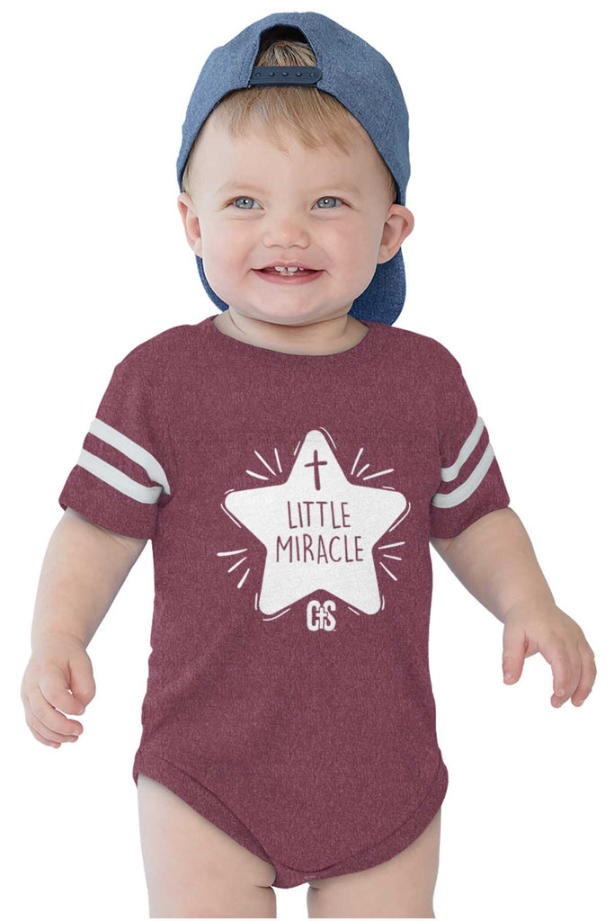 Little Miracle Football Romper Bodysuit-Direct To Garment Print-Brisco Baby