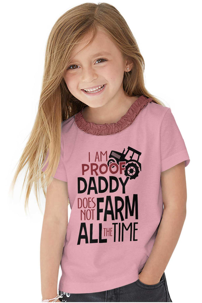 Farm All The Time Toddler Ruffled Trim T-Shirt-Direct To Garment Print-Brisco Baby