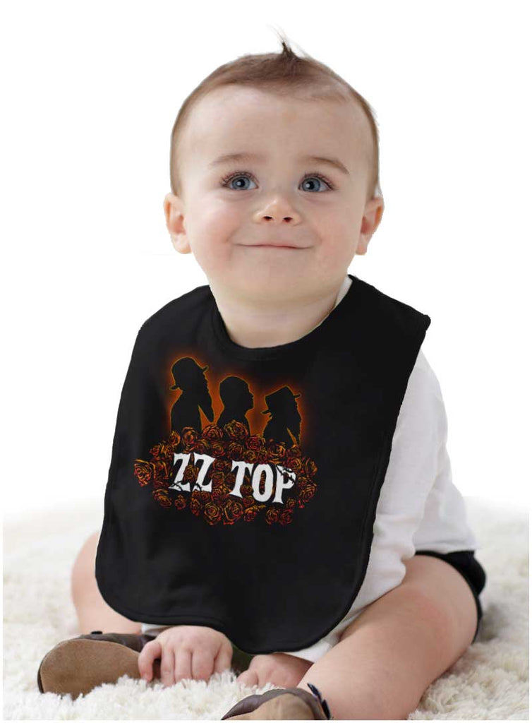 ZZ Top Roses Infant Baby Bib-Direct To Garment Print-Brisco Baby