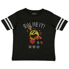 Solve It Pac-Man Toddler Football Jersey Tee-Direct To Garment Print-Brisco Baby