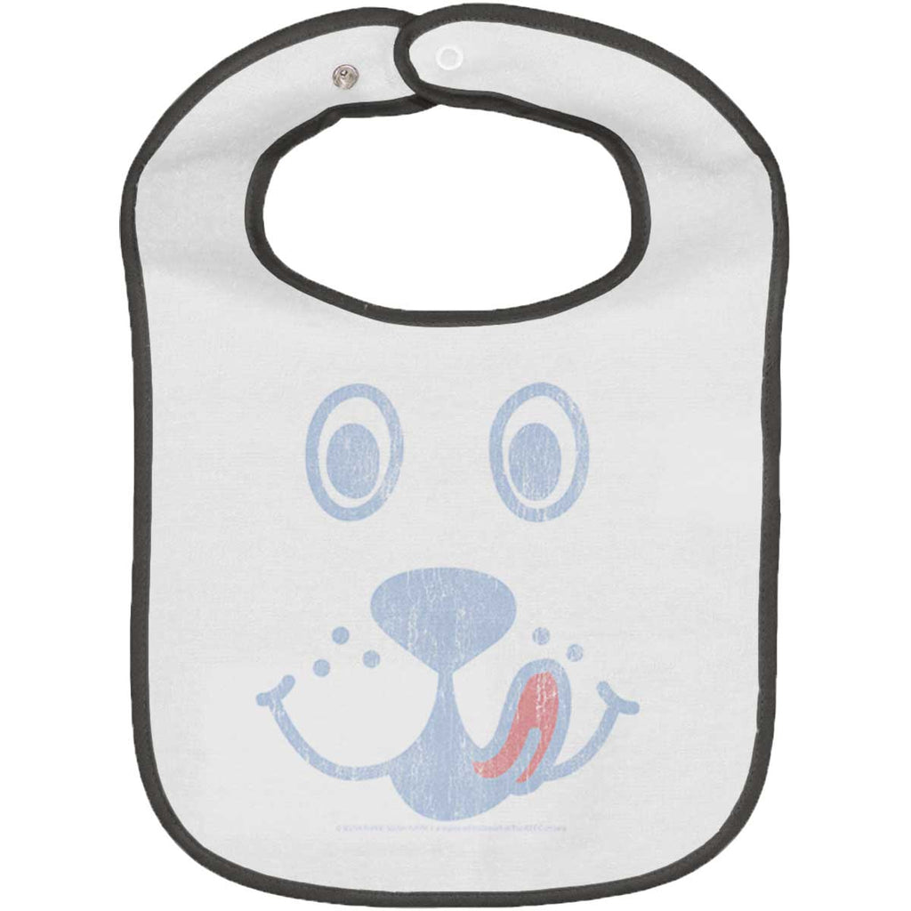 Distressed Puppie Trimmed White Snap Bib-Direct To Garment Print-Brisco Baby