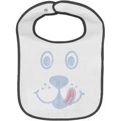 Distressed Puppie Trimmed White Snap Bib-Direct To Garment Print-Brisco Baby