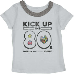 Kick Up The 80s Toddler Ruffled Trim T-Shirt-Direct To Garment Print-Brisco Baby