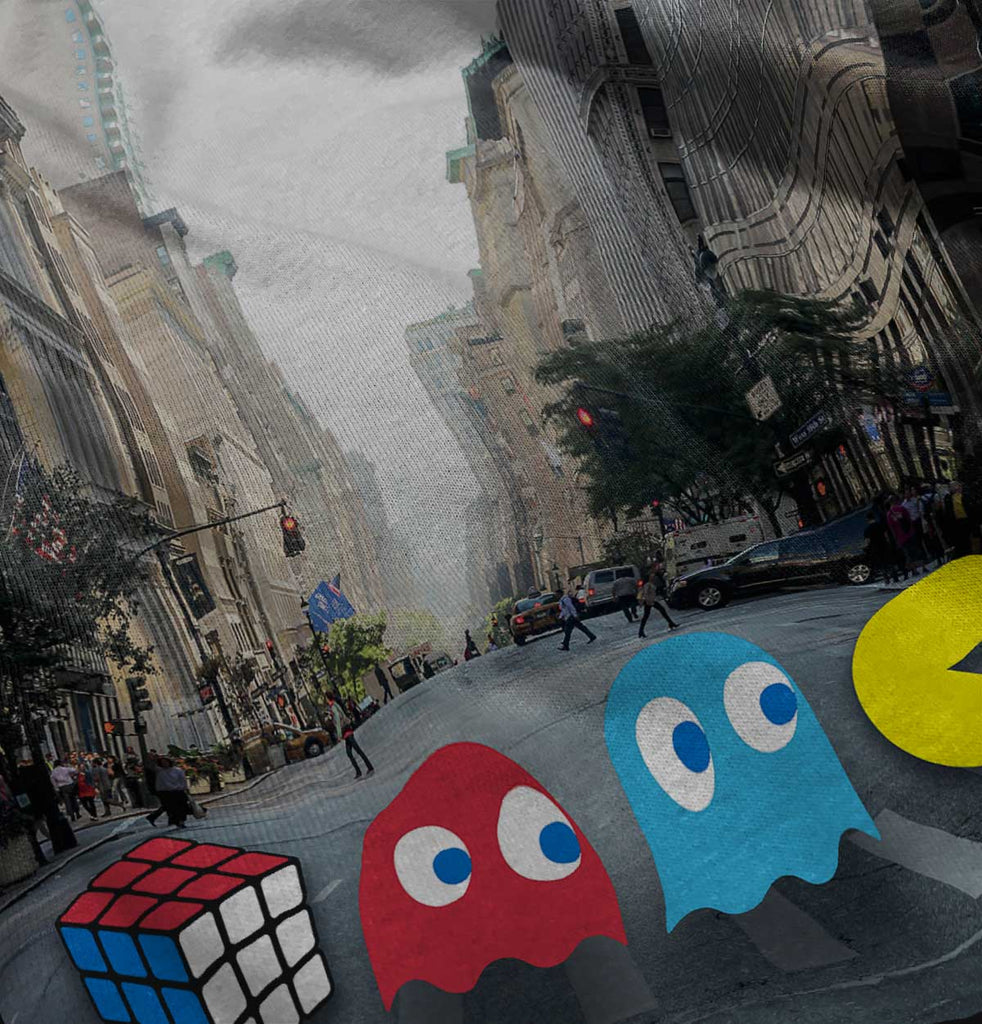 The Beatles Pac-Man Baby Ruffled Trim Romper-Direct To Garment Print-Brisco Baby