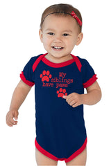 Siblings have paws Baby Ruffled Trim Romper-Direct To Garment Print-Brisco Baby