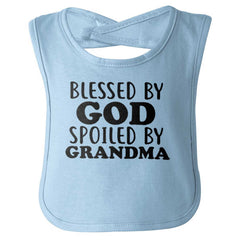 Blessed By God Spoiled By Grandma Infant Baby Bib-Direct To Garment Print-Brisco Baby