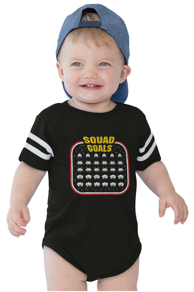 Squad Goals Video Gaming Nerd Football Romper Bodysuit-Direct To Garment Print-Brisco Baby