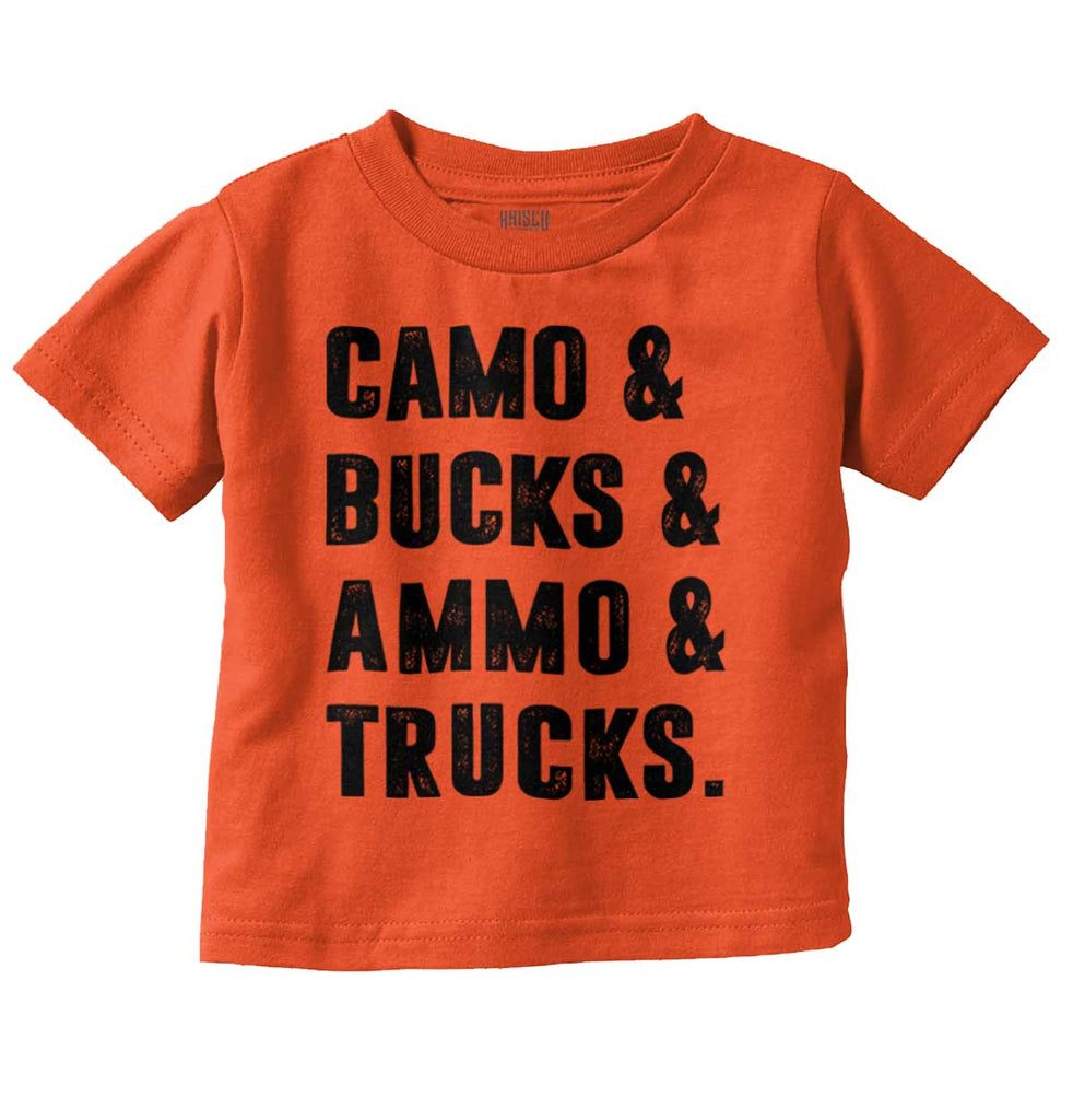 Camo Bucks Ammo Trucks Infant Toddler T Shirt-Direct To Garment Print-Brisco Baby