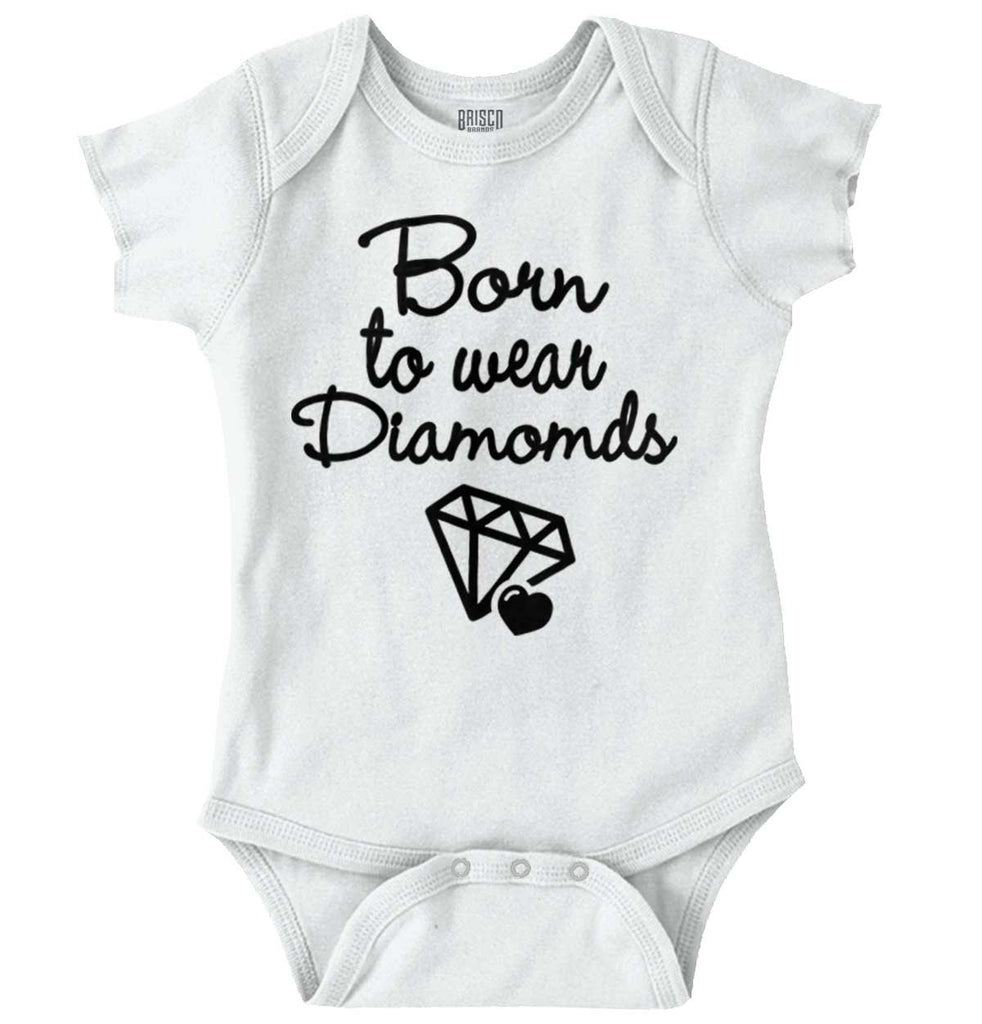 Born To Wear Diamond Romper Bodysuit-Direct To Garment Print-Brisco Baby