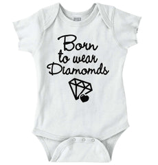 Born To Wear Diamond Romper Bodysuit-Direct To Garment Print-Brisco Baby