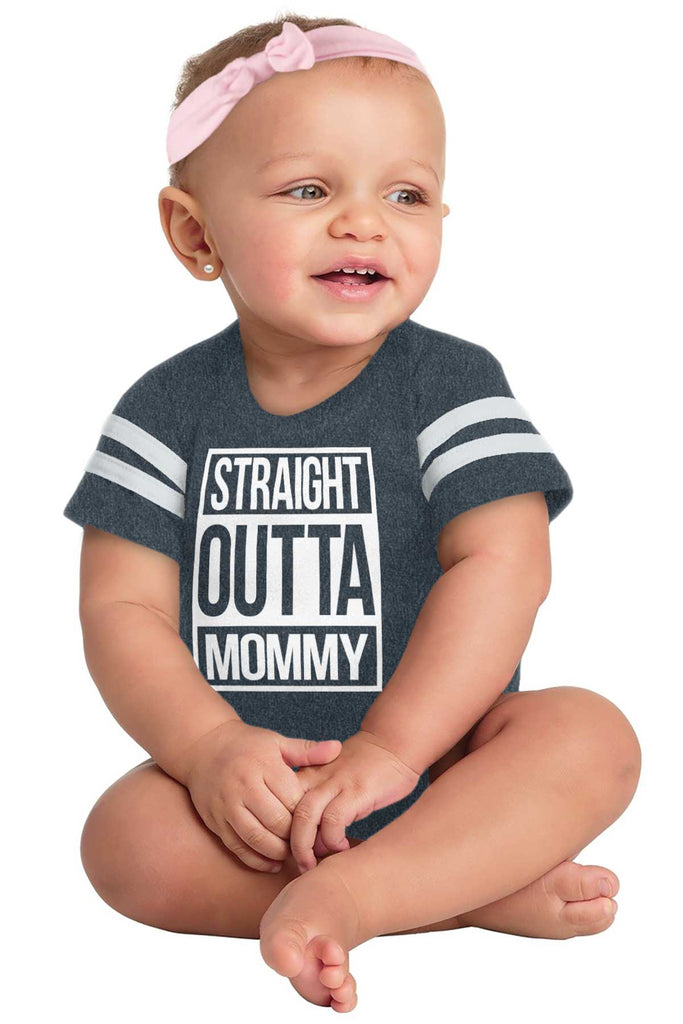 Straight Outta Mommy Football Romper Bodysuit-Direct To Garment Print-Brisco Baby