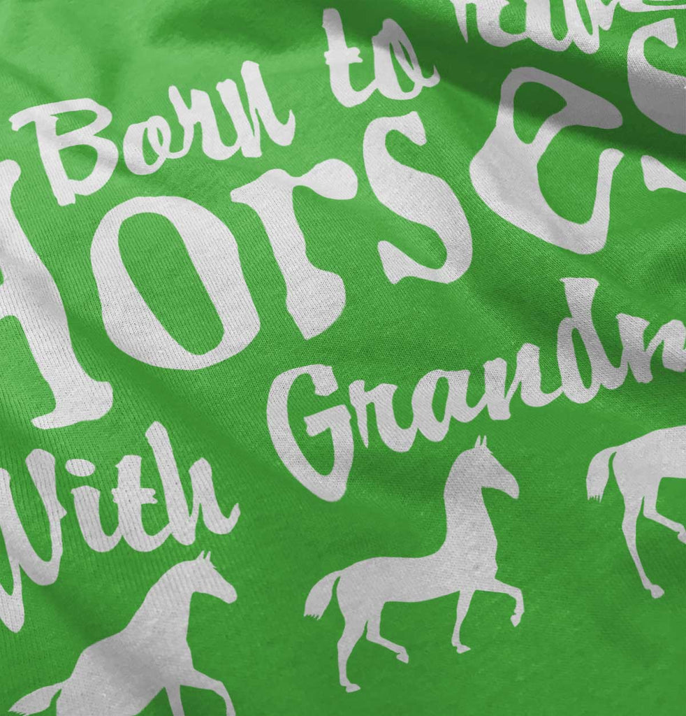 Born To Ride Horses With Grandma Romper Bodysuit-Direct To Garment Print-Brisco Baby