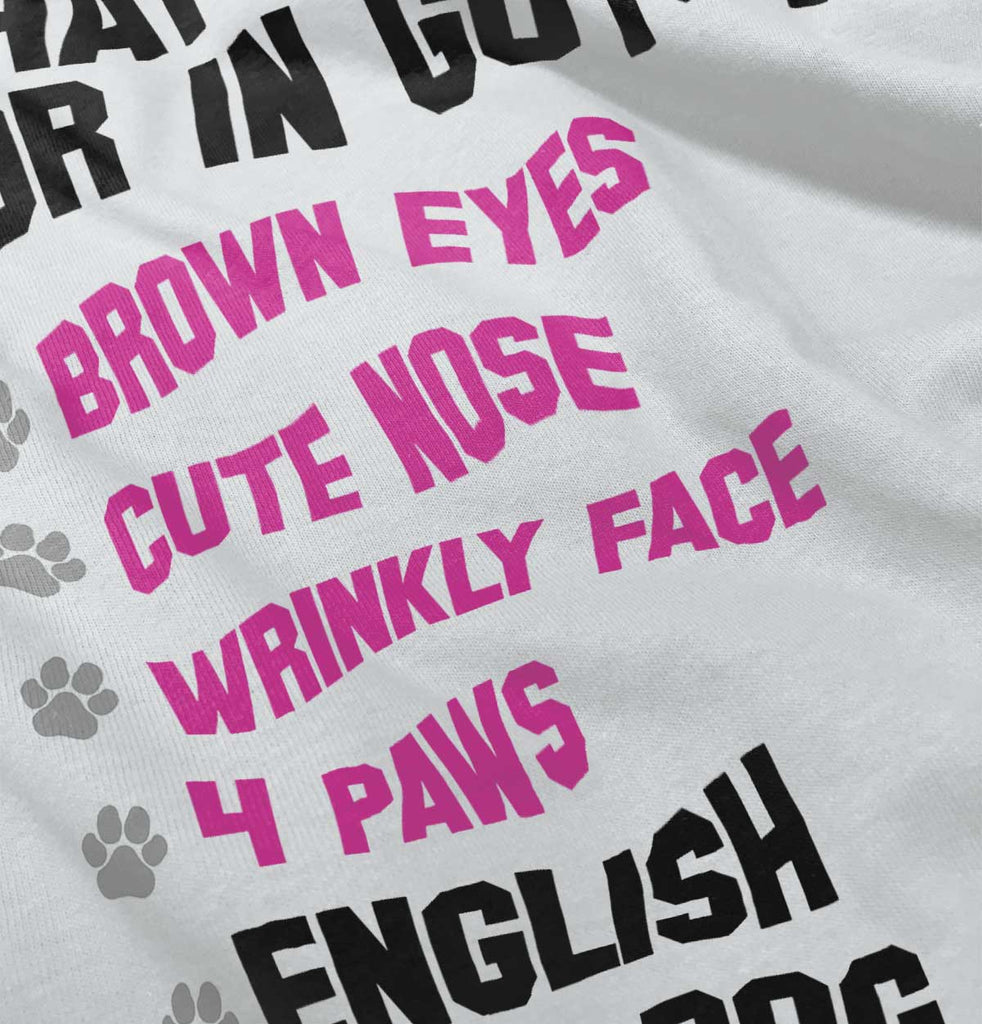 English Bulldog List Romper Bodysuit-Direct To Garment Print-Brisco Baby