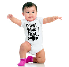 Crawl Walk Fish Romper Bodysuit-Direct To Garment Print-Brisco Baby