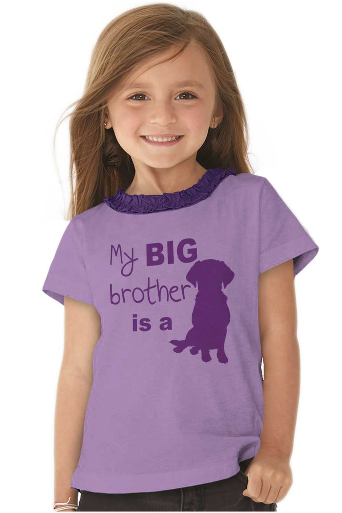 Brother is a Dog Toddler Ruffled Trim T-Shirt-Direct To Garment Print-Brisco Baby