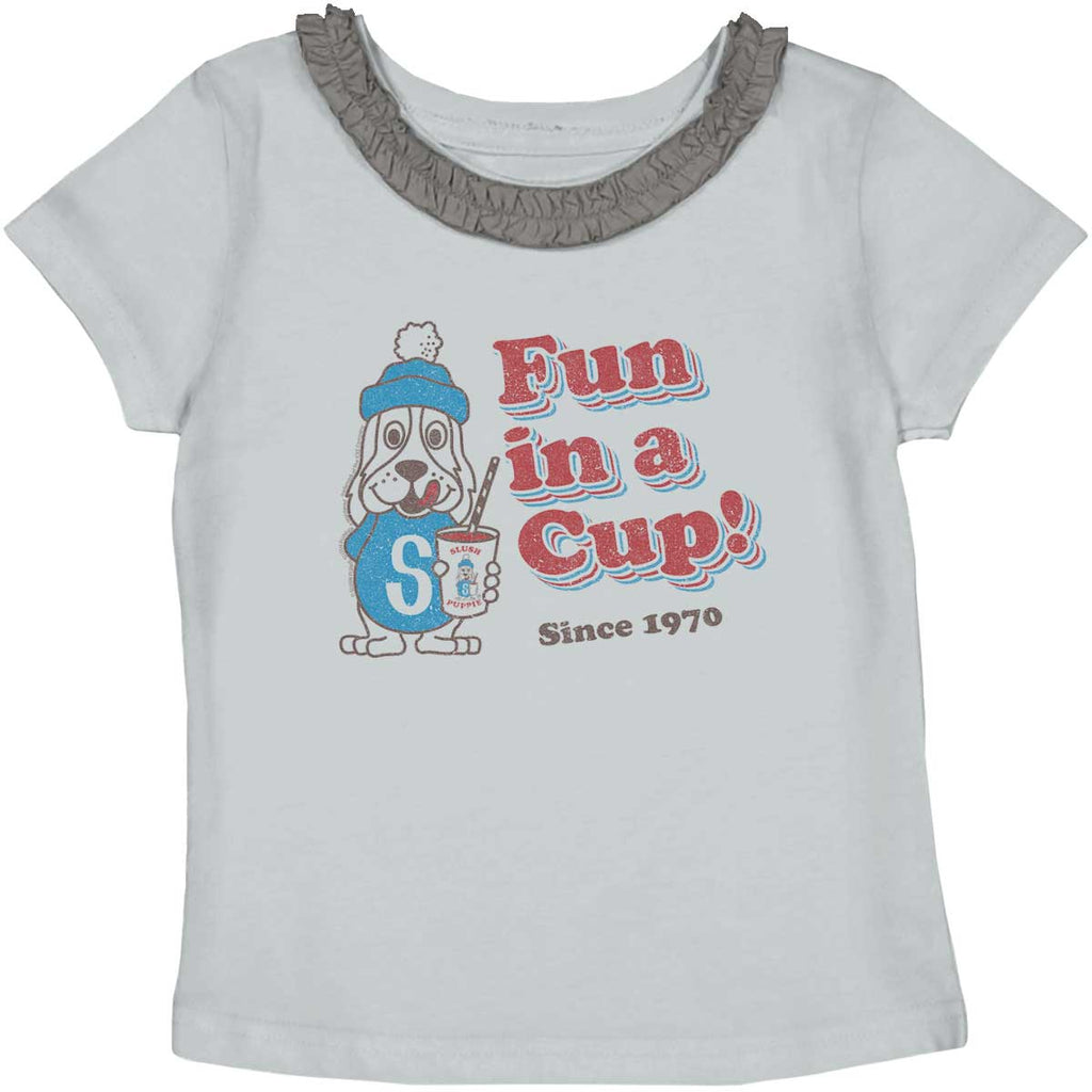 Fun In A Cup Toddler Ruffled Trim T-Shirt-Direct To Garment Print-Brisco Baby