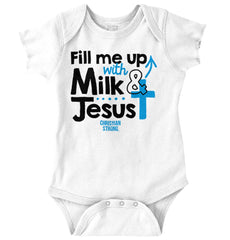 Milk And Jesus Romper Bodysuit-Direct To Garment Print-Brisco Baby
