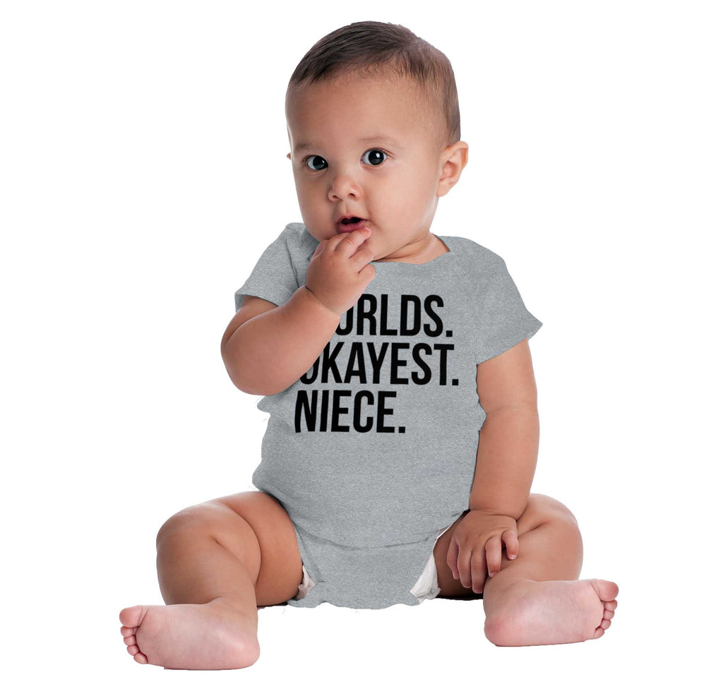 Worlds Okayest Niece Romper Bodysuit-Direct To Garment Print-Brisco Baby