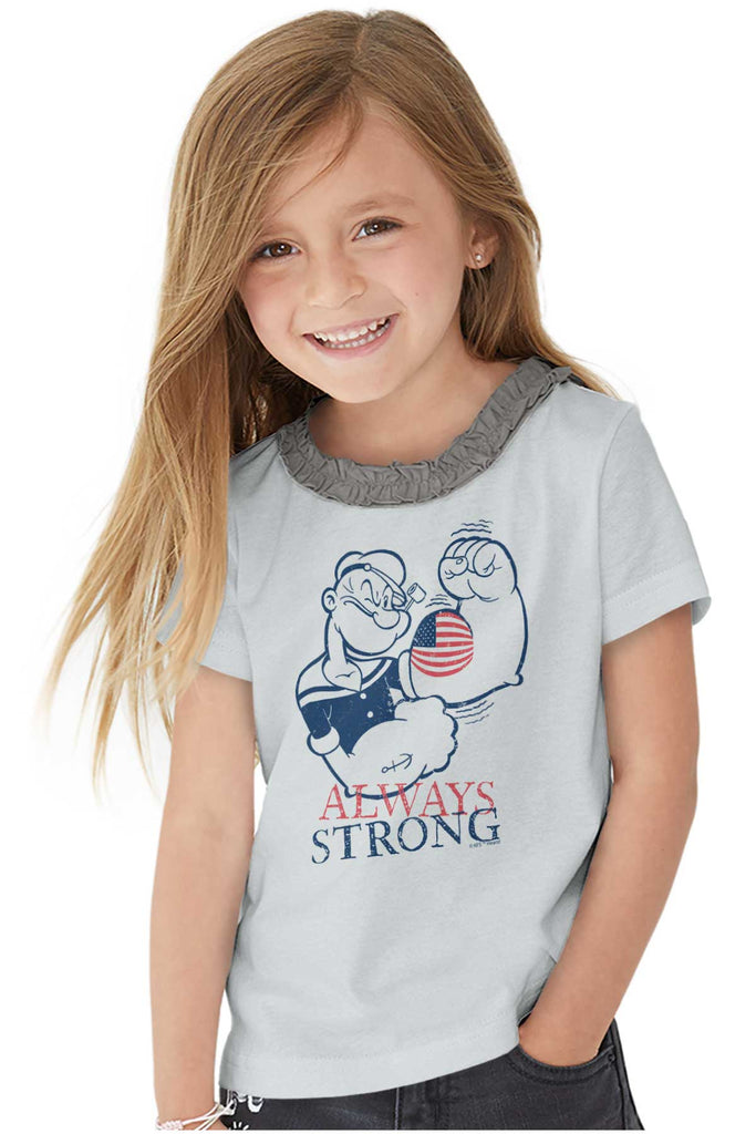 Always Strong Toddler Ruffled Trim T-Shirt-Direct To Garment Print-Brisco Baby