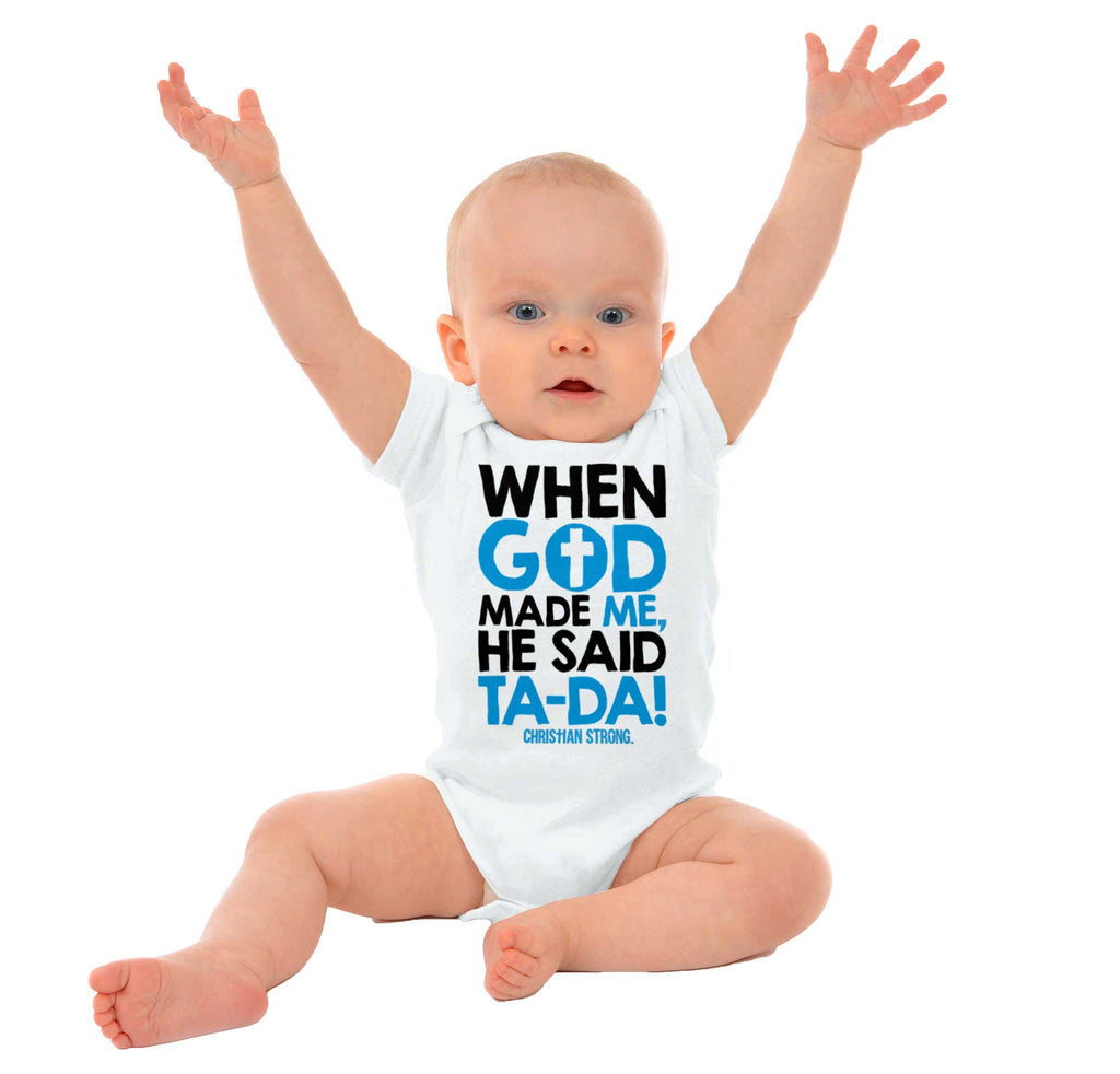 God Said Ta-Da Romper Bodysuit-Direct To Garment Print-Brisco Baby