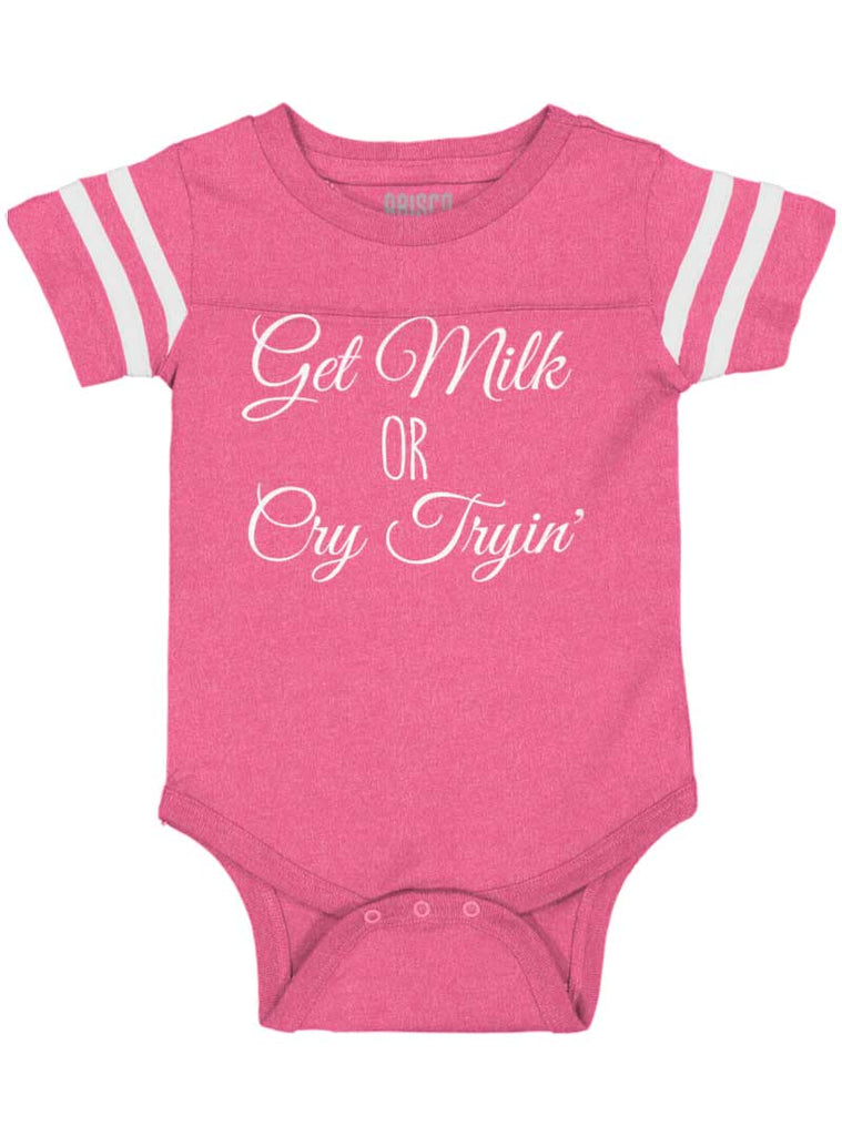 Get Milk Football Romper Bodysuit-Direct To Garment Print-Brisco Baby