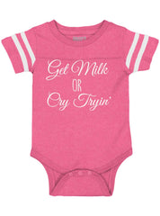 Get Milk Football Romper Bodysuit-Direct To Garment Print-Brisco Baby