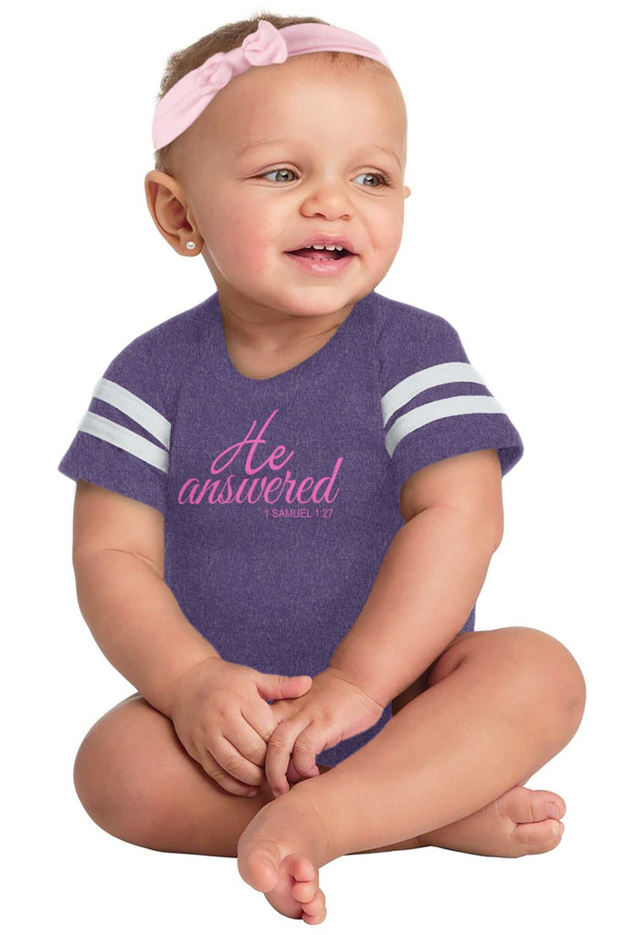 He Answered Football Romper Bodysuit-Direct To Garment Print-Brisco Baby