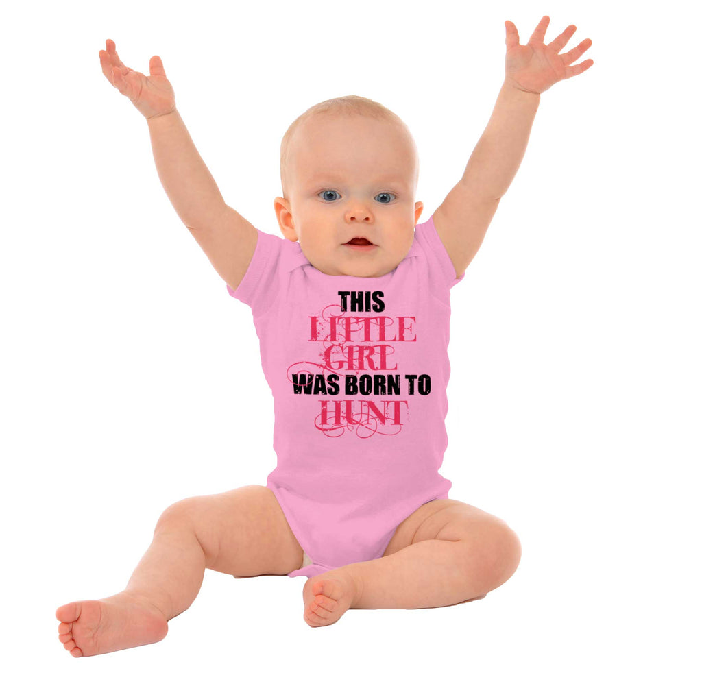 Little Girl Born To Hunt Romper Bodysuit-Direct To Garment Print-Brisco Baby