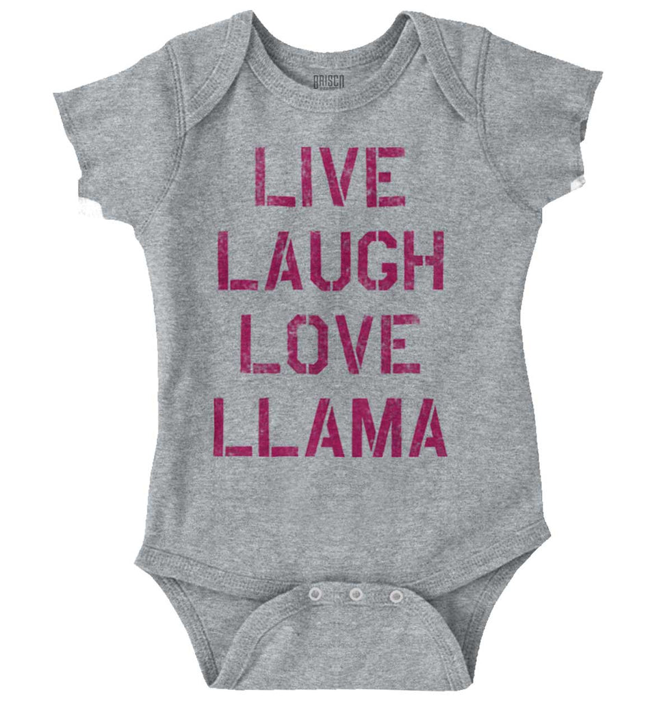 Live Laugh Llama Romper Bodysuit-Direct To Garment Print-Brisco Baby