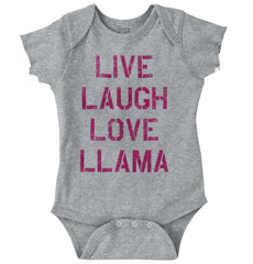 Live Laugh Llama Romper Bodysuit-Direct To Garment Print-Brisco Baby