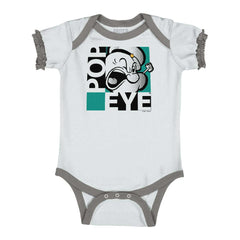 Popeye Pop Art Baby Ruffled Trim Romper-Direct To Garment Print-Brisco Baby