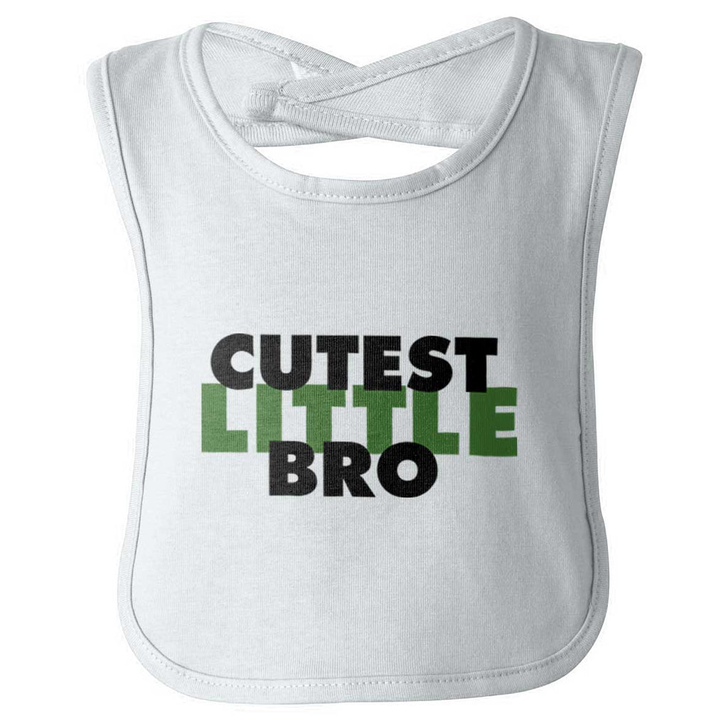 Cutest Little Bro Infant Baby Bib-Direct To Garment Print-Brisco Baby