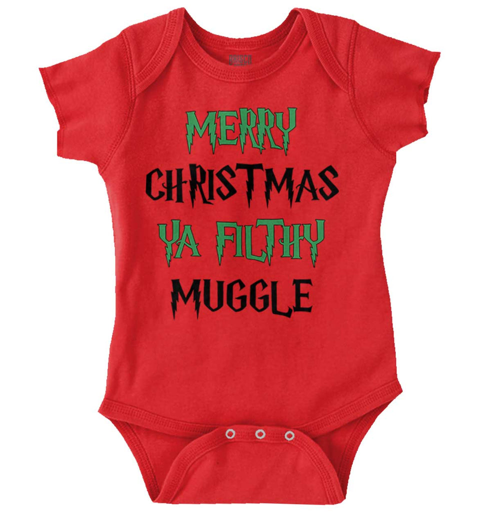 Merry Christmas Muggle Romper Bodysuit-Direct To Garment Print-Brisco Baby