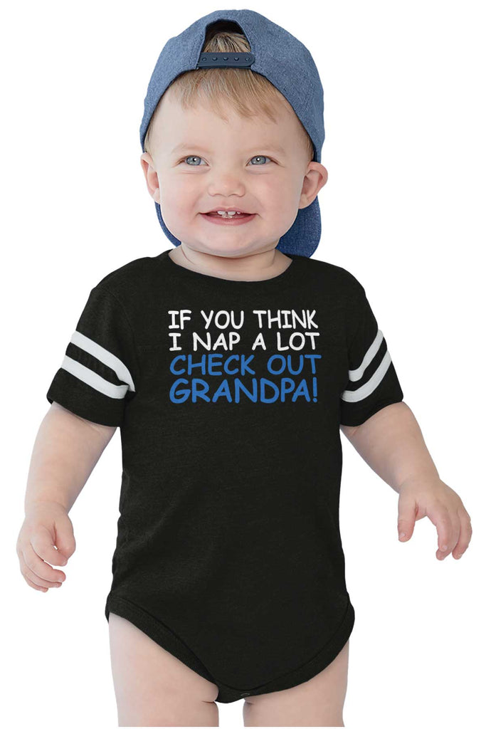 Check Out Grandpa Football Romper Bodysuit-Direct To Garment Print-Brisco Baby