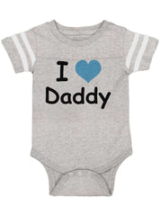 I Heart Daddy Football Romper Bodysuit-Direct To Garment Print-Brisco Baby