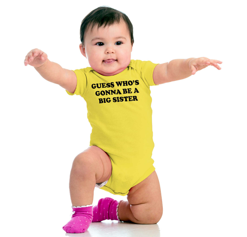 Guess Who's Gonna Be A Big Sister? Romper Bodysuit-Direct To Garment Print-Brisco Baby