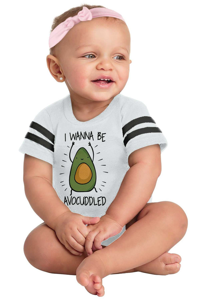 Avocuddled Football Romper Bodysuit-Direct To Garment Print-Brisco Baby