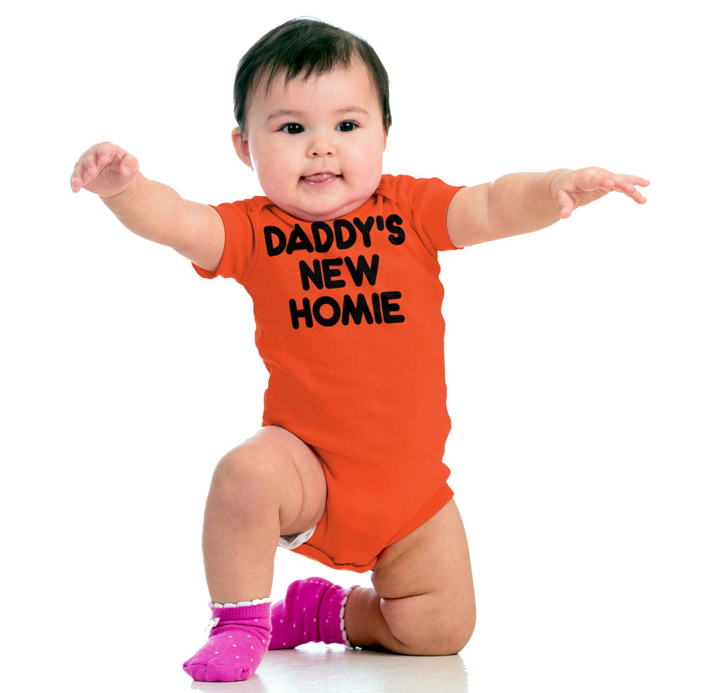 Daddy's New Homie Romper Bodysuit-Direct To Garment Print-Brisco Baby
