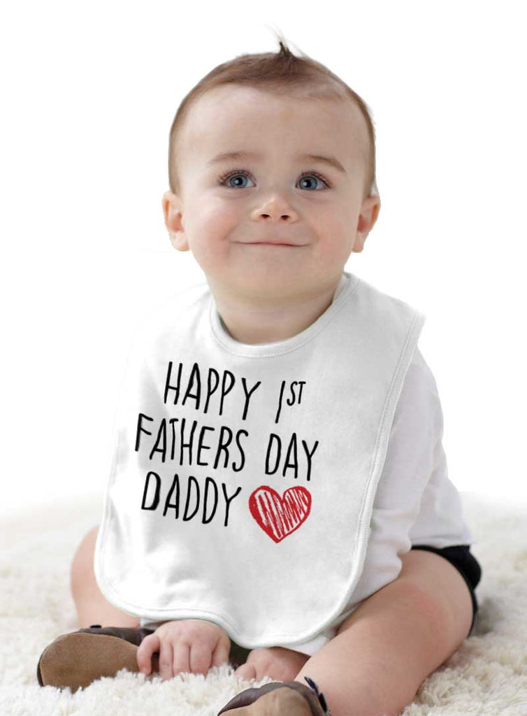 Happy 1st Father's Day Infant Baby Bib-Direct To Garment Print-Brisco Baby